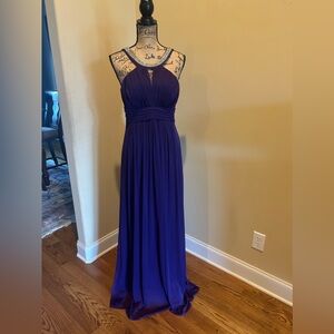 Fiesta Fashion Purple Embellished Pleated Halter Neck Maxi Dress Size M